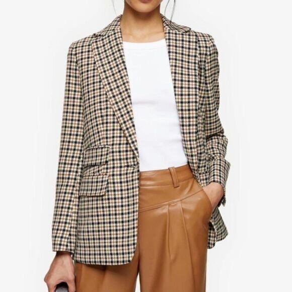 Talbots Jackets & Blazers - Talbots Wool Blend Plaid Blazer with Elbow Patches